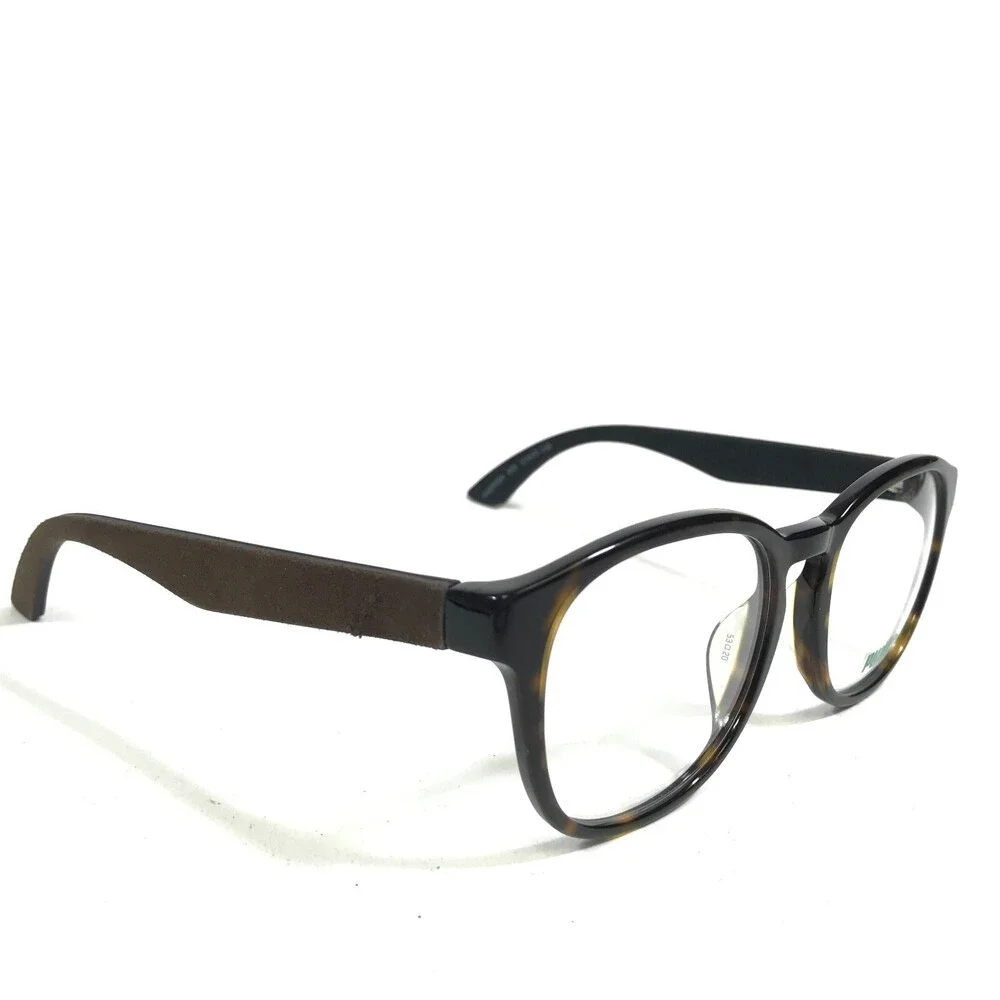 Puma Eyeglasses Frames PU00430A 009 Brown Suede Leather Tortoise 53-20-140